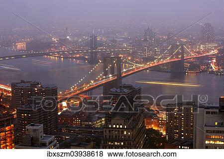 "Brooklyn and Manhattan Bridge at dusk, Manhattan, New York City, New York, United States, North America" View Large Photo Image Stock Photo - "Brooklyn and Manhattan Bridge at dusk, Manhattan, New York City, New York, United States, North America". Fotosearch