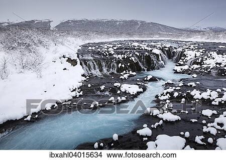 "Bruarfoss in winter, river Bruara, Southern Region, Iceland, Europe" View Large Photo Image Picture - "Bruarfoss in winter, river Bruara, Southern Region, Iceland, Europe". Fotosearch