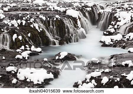 Stock Photo - "Bruarfoss in winter, river Bruara, Southern Region, Iceland, Europe". Fotosearch