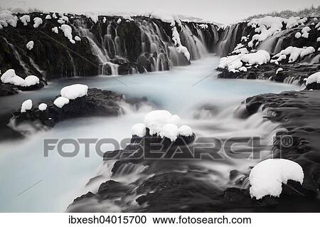 "Bruarfoss waterfall in winter, Southern Region, Iceland, Europe" View Large Photo Image Stock Image - "Bruarfoss waterfall in winter, Southern Region, Iceland, Europe". Fotosearch