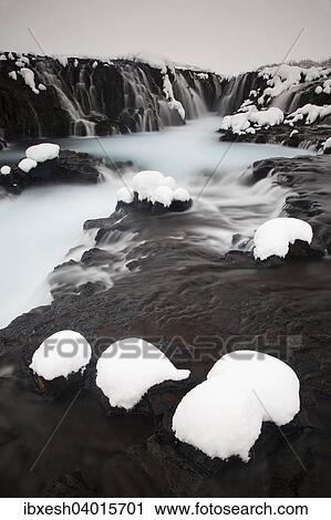 "Bruarfoss waterfall in winter, Southern Region, Iceland, Europe" View Large Photo Image Stock Image - "Bruarfoss waterfall in winter, Southern Region, Iceland, Europe". Fotosearch