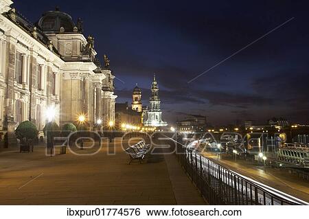 "Bruehl's Terrace, night scene, Dresden Academy of Fine Arts, Sekundogenitur building, Staendehaus building, Catholic Hofkirche church and Semper opera house, Elbe river, Dresden, Saxony, Germany, Europe" View Large Photo Image Stock Photograph - "Bruehl's Terrace, night scene, Dresden Academy of Fine Arts, Sekundogenitur building, Staendehaus building, Catholic Hofkirche church and Semper opera house, Elbe river, Dresden, Saxony, Germany, Europe". Fotosearch