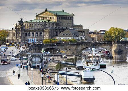 "Bruhl's Terrace with Semperoper opera house and the Augustus Bridge, historic centre, Dresden, Saxony, Germany, Europe" View Large Photo Image Stock Photography - "Bruhl's Terrace with Semperoper opera house and the Augustus Bridge, historic centre, Dresden, Saxony, Germany, Europe". Fotosearch