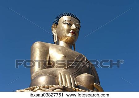 Stock Image - "Buddha Dordenma, Great Buddha, bronze statue, Thimphu, Kingdom of Bhutan". Fotosearch