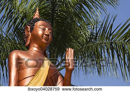 Stock Photo - "Buddha statue, Wat Si Muang, Vientiane, Vientiane Prefecture, Laos, Asia". Fotosearch