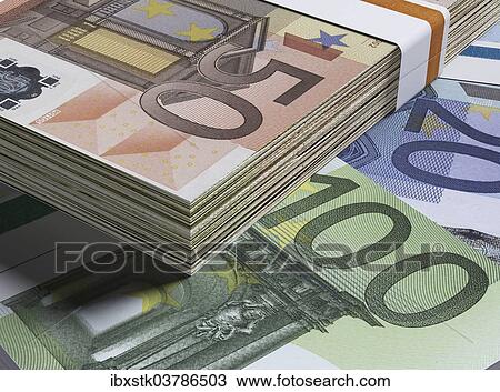 "Bundles of money, Euro banknotes" View Large Photo Image Stock Image - "Bundles of money, Euro banknotes". Fotosearch