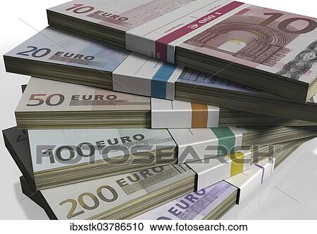 Stock Image - "Bundles of money, Euro banknotes". Fotosearch