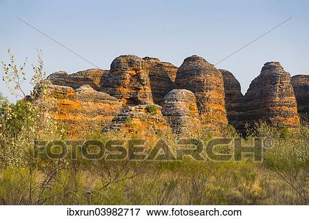 Stock Photo - "Bungle Bungles, beehive-shaped sandstone towers, Purnululu National Park, UNESCO World Heritage Site, Eastern Kimberleys, Western Australia". Fotosearch