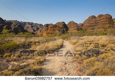 Stock Photo - "Bungle Bungles, beehive-shaped sandstone towers, Purnululu National Park, UNESCO World Heritage Site, Eastern Kimberleys, Western Australia". Fotosearch
