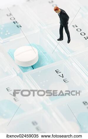 Businessman miniature figurine on pill box View Large Photo Image Stock Photography - Businessman miniature figurine on pill box. Fotosearch