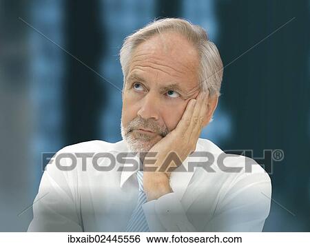 "Businessman, senior, thoughtful or worried expression at the stock exchange" View Large Photo Image Stock Photograph - "Businessman, senior, thoughtful or worried expression at the stock exchange". Fotosearch