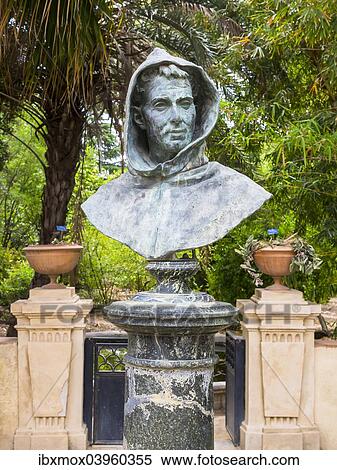Stock Photography - "Bust of Bernardino Since Ucria at Villa Giulia, Palermo, Sicily, Italy, Europe". Fotosearch