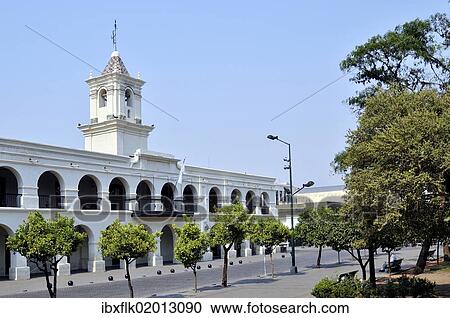 Stock Image - "Cabildo, former seat of the colonial government in Salta, Argentina, South America". Fotosearch