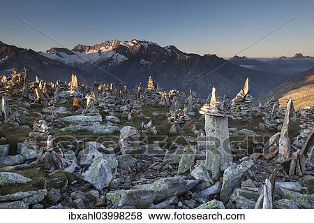 "Cairns on the Peterskopfl, Ginzling, Tyrol, Austria, Europe" View Large Photo Image Stock Photo - "Cairns on the Peterskopfl, Ginzling, Tyrol, Austria, Europe". Fotosearch