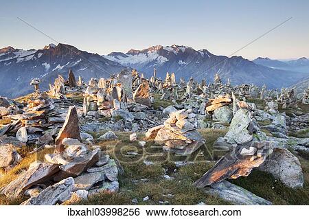 "Cairns on the Peterskopfl, Ginzling, Tyrol, Austria, Europe" View Large Photo Image Stock Photograph - "Cairns on the Peterskopfl, Ginzling, Tyrol, Austria, Europe". Fotosearch