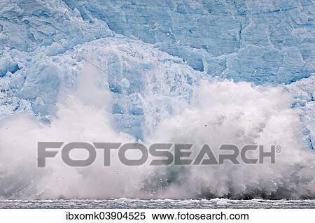 Stock Photography - "Calving glacier, rim of the Monacobreen Glacier, Liefdefjorden, Spitsbergen, Svalbard Islands, Svalbard and Jan Mayen, Norway, Europe". Fotosearch
