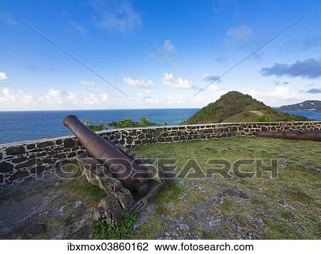 "Cannon at Fort Rodney, Pigeon Island, Rodney Bay, Cape Estate, Windward Islands, Lesser Antilles, Saint Lucia, North America" View Large Photo Image Stock Image - "Cannon at Fort Rodney, Pigeon Island, Rodney Bay, Cape Estate, Windward Islands, Lesser Antilles, Saint Lucia, North America". Fotosearch