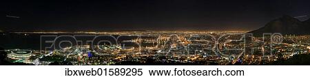 "Cape Town at night with part of Table Mountain, South Africa, Africa" View Large Photo Image Stock Photography - "Cape Town at night with part of Table Mountain, South Africa, Africa". Fotosearch