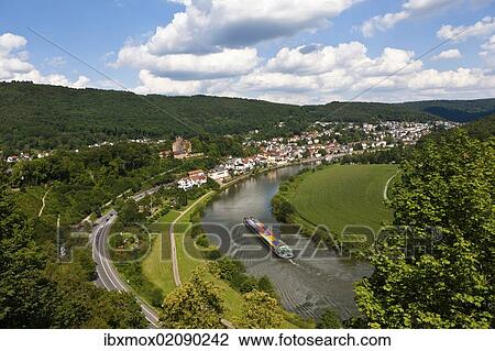 "Cargo ship with containers on the Neckar, Neckarsteinach, Mittelburg Castle, Vierburgeneck, Neckartal Nature Park, Neckar River, Odenwald, Hesse, Germany, Europe, PublicGround, Europe" View Large Photo Image Stock Image - "Cargo ship with containers on the Neckar, Neckarsteinach, Mittelburg Castle, Vierburgeneck, Neckartal Nature Park, Neckar River, Odenwald, Hesse, Germany, Europe, PublicGround, Europe". Fotosearch