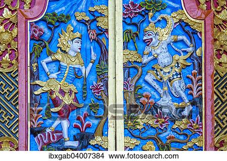 Picture - "Carved door, Pura Ulun Danu Batur Temple, Bali, Indonesia, Asia". Fotosearch