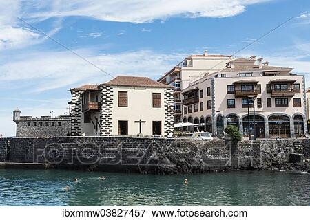 Stock Photo - "Casa de la Aduana, Old Customs House at the harbour, Puerto de la Cruz, Tenerife, Canary Islands, Spain, Europe". Fotosearch