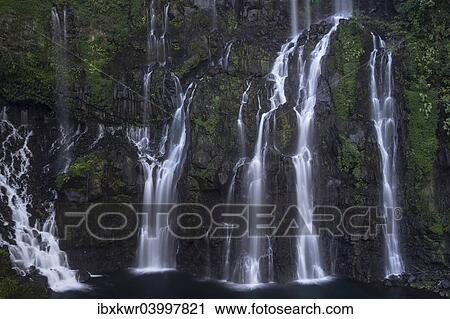 Stock Image - "Cascade de la Grande Ravine waterfall, Grand Galet, Reunion, Africa". Fotosearch