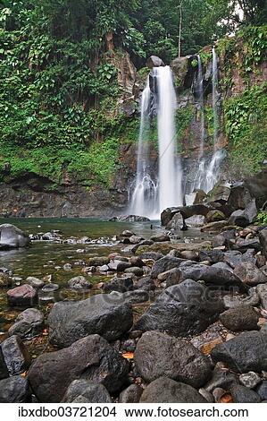 Picture - "Cascades 3ieme Chute du Carbet waterfall, Capesterre-Belle-Eau, Arrondissement of Basse-Terre, Guadeloupe, France, North America". Fotosearch