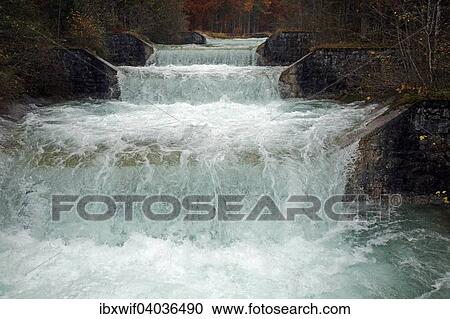 Stock Image - "Cascades, tributary to Lake Walchen, in Niedernach, Upper Bavaria, Bavaria, Germany, Europe". Fotosearch