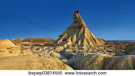 "Castildeterra rock formation in the Bardena Blanca area of the Bardenas Reales Natural Park, Navarre, Spain, Europe" View Large Photo Image Stock Image - "Castildeterra rock formation in the Bardena Blanca area of the Bardenas Reales Natural Park, Navarre, Spain, Europe". Fotosearch