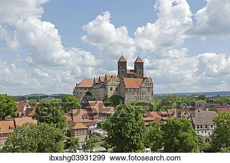 "Castle and Collegiate Church of St. Servatius with monastery buildings on the Schlossberg or castle hill, Quedlinburg, Saxony-Anhalt, Germany, Europe" View Large Photo Image Stock Photo - "Castle and Collegiate Church of St. Servatius with monastery buildings on the Schlossberg or castle hill, Quedlinburg, Saxony-Anhalt, Germany, Europe". Fotosearch
