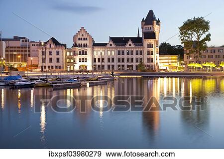 Stock Photo - "Castle Horder Burg and the newly created Phoenix-See Lake, Dortmund, North Rhine-Westphalia, Germany, Europe". Fotosearch