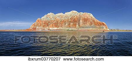 "Castle Rock, red sandstone cliffs, rock formations in Wahweap Bay on Lake Powell, Page, Arizona, USA" View Large Photo Image Stock Photo - "Castle Rock, red sandstone cliffs, rock formations in Wahweap Bay on Lake Powell, Page, Arizona, USA". Fotosearch