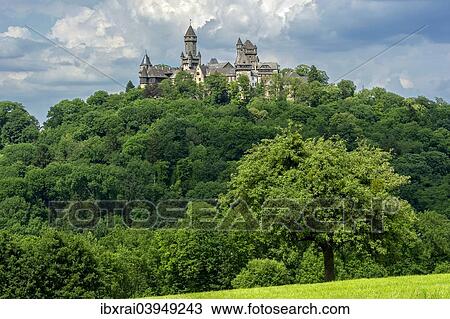 "Castle towers, Hubertus Tower, New Castle Keep, Georg Tower and Alter Stock tower, in the overall view of Castle Braunfels, historic centre, Braunfels, Hesse, Germany, Europe" View Large Photo Image Stock Image - "Castle towers, Hubertus Tower, New Castle Keep, Georg Tower and Alter Stock tower, in the overall view of Castle Braunfels, historic centre, Braunfels, Hesse, Germany, Europe". Fotosearch