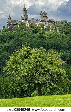 "Castle towers, Hubertus Tower, New Castle Keep, Georg Tower and Alter Stock tower, in the overall view of Castle Braunfels, historic centre, Braunfels, Hesse, Germany, Europe" View Large Photo Image Stock Photography - "Castle towers, Hubertus Tower, New Castle Keep, Georg Tower and Alter Stock tower, in the overall view of Castle Braunfels, historic centre, Braunfels, Hesse, Germany, Europe". Fotosearch