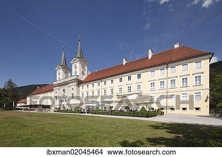 Picture - "Castle with St. Quirinus church, former Tegernsee monastery, Tegernsee Valley, Upper Bavaria, Bavaria, Germany, Europe, PublicGround, Europe". Fotosearch