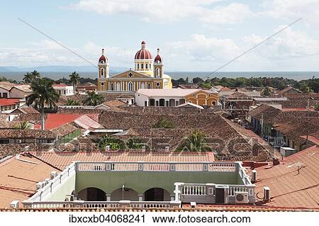 "Cathedral above the red roofs of Granada, Granada province, Nicaragua, North America" View Large Photo Image Stock Image - "Cathedral above the red roofs of Granada, Granada province, Nicaragua, North America". Fotosearch