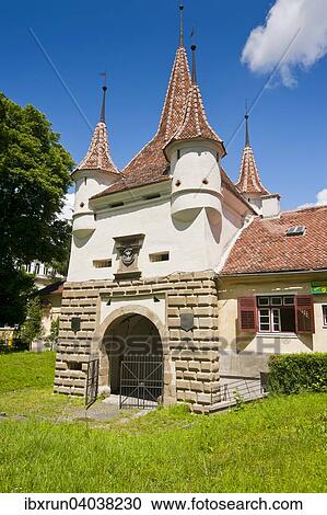 Stock Image - "Catherine Gate, Brasov, Transylvania, Romania, Europe". Fotosearch