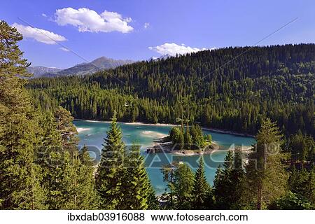 "Caumasee lake surrounded by forest, near Flims, Grisons, Switzerland, Europe" View Large Photo Image Stock Photo - "Caumasee lake surrounded by forest, near Flims, Grisons, Switzerland, Europe". Fotosearch