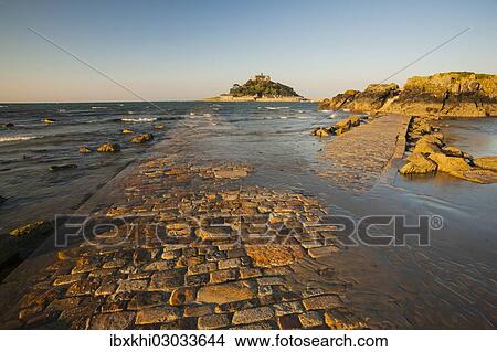 "Causeway to the island of St Michael's Mount at high tide, Marazion, Cornwall, England, United Kingdom, Europe" View Large Photo Image Picture - "Causeway to the island of St Michael's Mount at high tide, Marazion, Cornwall, England, United Kingdom, Europe". Fotosearch