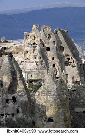 "Cave dwellings, tufa formations, Uchisar, Guvercin Vadisi, Guvercinlik, Nevsehir Province, Cappadocia, Central Anatolia Region, Turkey, Asia" View Large Photo Image Stock Image - "Cave dwellings, tufa formations, Uchisar, Guvercin Vadisi, Guvercinlik, Nevsehir Province, Cappadocia, Central Anatolia Region, Turkey, Asia". Fotosearch