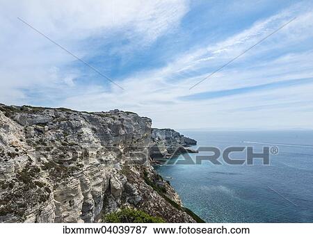 Stock Photo - "Chalk cliffs, Bonifacio, Corsica, France, Europe". Fotosearch