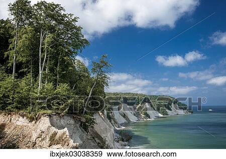 Stock Photo - "Chalk cliffs on the coast, Jasmund National Park, Rugen island, Rugen, Mecklenburg-Western Pomerania, Germany, Europe". Fotosearch