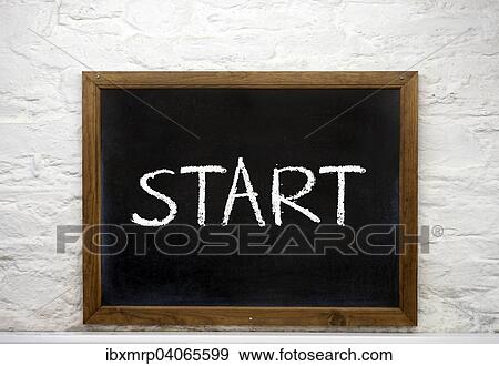 "Chalkboard with the word """"start""""" View Large Photo Image Stock Photo - "Chalkboard with the word """"start""""". Fotosearch