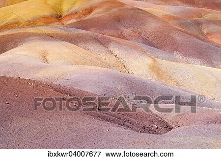 Stock Photo - "Chamarel Coloured Earths, Terre de couleurs 7, Black River Gorges National Park, Chamarel, Mauritius, Africa". Fotosearch