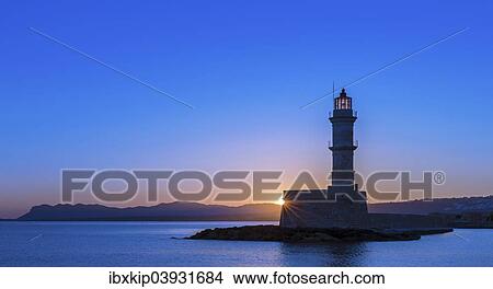 "Chania lighthouse at sunrise, harbour, Chania, Crete, Greece, Europe" View Large Photo Image Picture - "Chania lighthouse at sunrise, harbour, Chania, Crete, Greece, Europe". Fotosearch