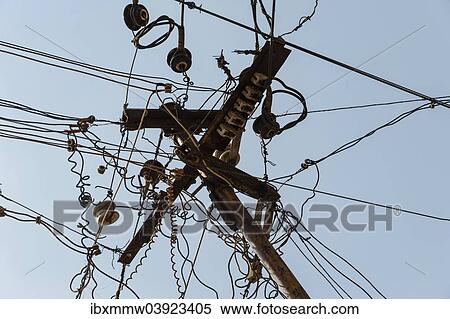 "Chaotic array of power cables, Tamil Nadu, India, Asia" View Large Photo Image Stock Photography - "Chaotic array of power cables, Tamil Nadu, India, Asia". Fotosearch