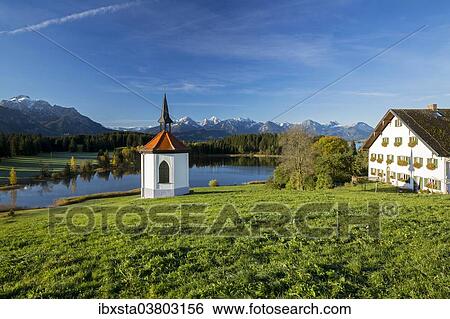 "Chapel at Hegratsrieder See lake on an autumn morning, Ostallgau, Bavaria, Germany, Europe" View Large Photo Image Stock Photograph - "Chapel at Hegratsrieder See lake on an autumn morning, Ostallgau, Bavaria, Germany, Europe". Fotosearch