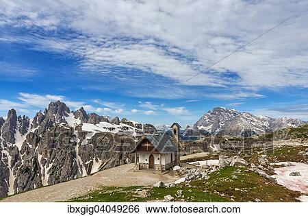 "Chapel near Rifugio Auronzo with Cadini di Misurina and Monte Cristallo, Dolomites, South Tyrol, Italy, Europe" View Large Photo Image Stock Photograph - "Chapel near Rifugio Auronzo with Cadini di Misurina and Monte Cristallo, Dolomites, South Tyrol, Italy, Europe". Fotosearch