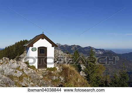 "Chapel of Unsere Liebe Frau zu Audorf on the summit of Mt Brunnstein, Mt Wendelstein at the back, Mangfall Mountains, Upper Bavaria, Bavaria, Germany, Europe" View Large Photo Image Picture - "Chapel of Unsere Liebe Frau zu Audorf on the summit of Mt Brunnstein, Mt Wendelstein at the back, Mangfall Mountains, Upper Bavaria, Bavaria, Germany, Europe". Fotosearch