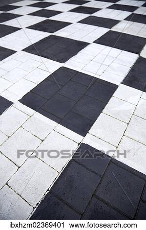 Stock Image - "Checkerboard, black and white checked path". Fotosearch